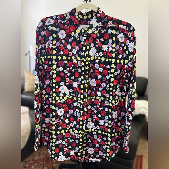 Equipment Floral Silk Blouse / Black/Multi / Size Small - Picture 2 of 4